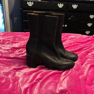 Cole Haan Womens Size 9 B Air Sara Black Nubuck Leather Mid Calf Boots